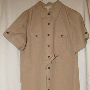 Appleseed's Tan Shirt Dress Size 14 NWOT